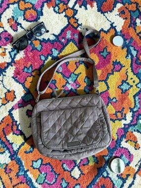 VERA BRADLEY Gray Carson Performance Twill Shoulder Bag